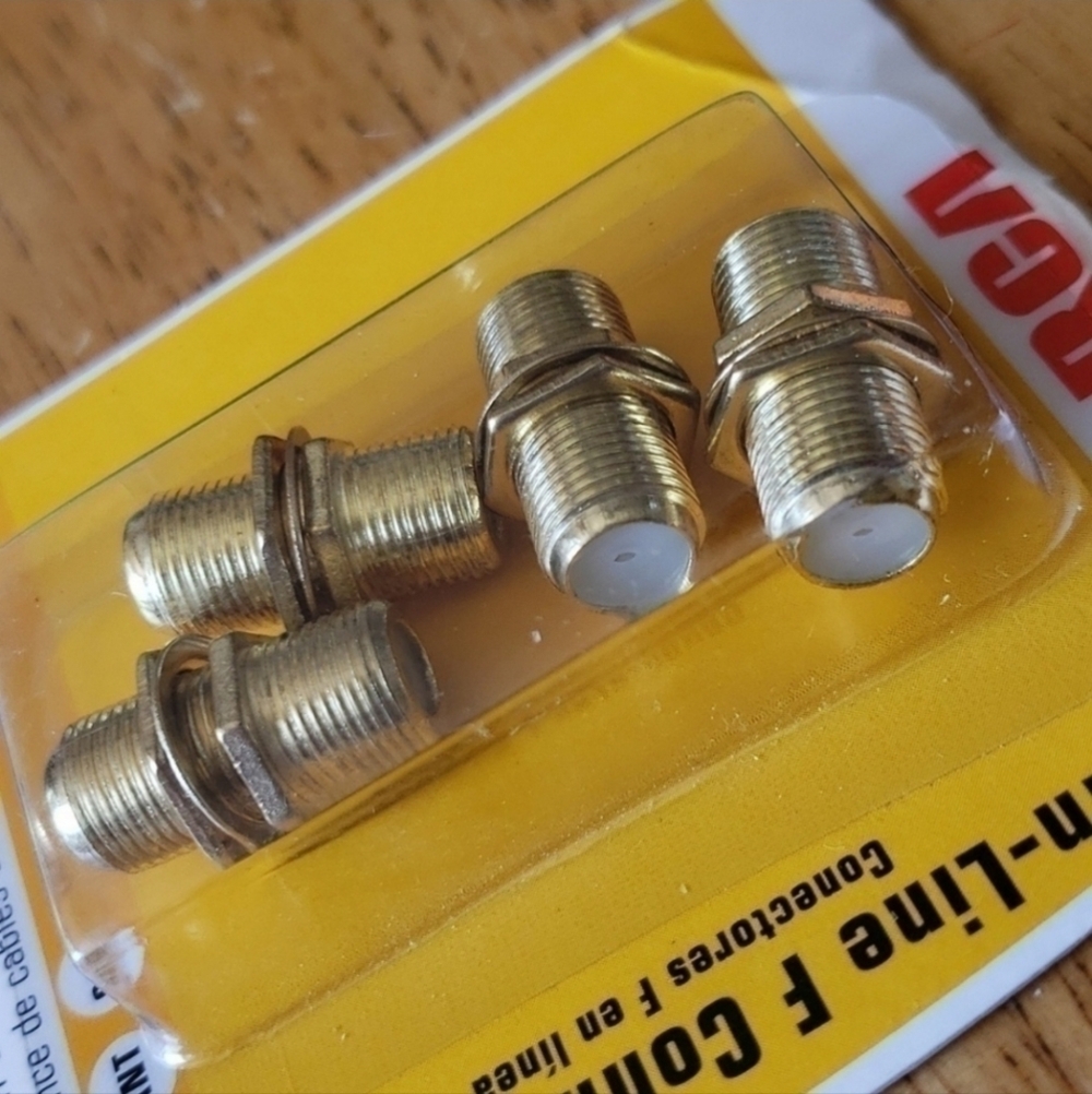 RCA Coaxe Cable In Line F Connector 4 In Package New - Picture 5 of 5